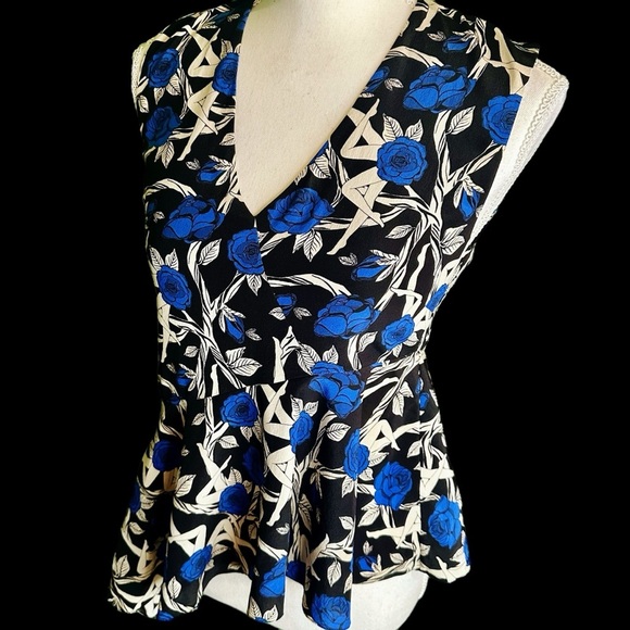 Jason Wu Collection Blue Floral ‘Stem’ Silk Top Size 0 - Picture 8 of 15